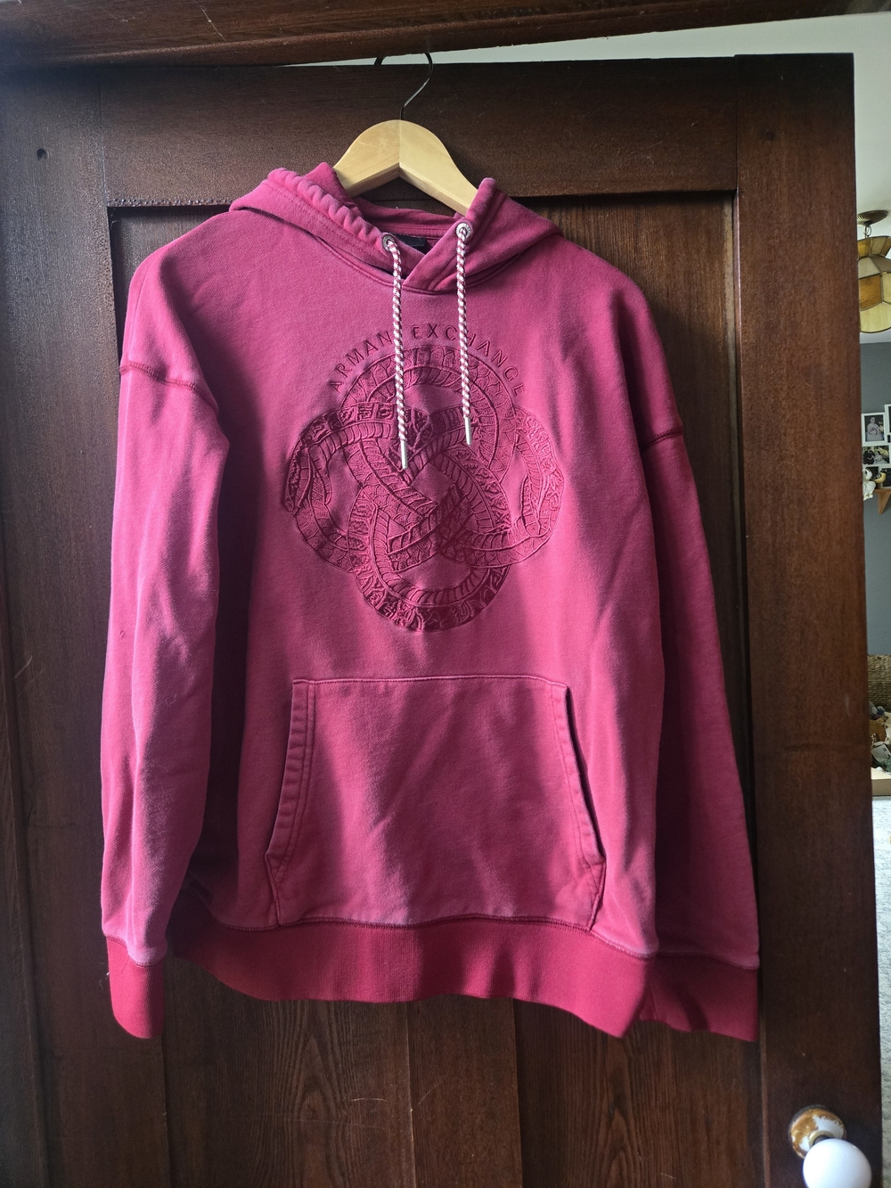 Armani Exchange Red Hooded Sweatshirt